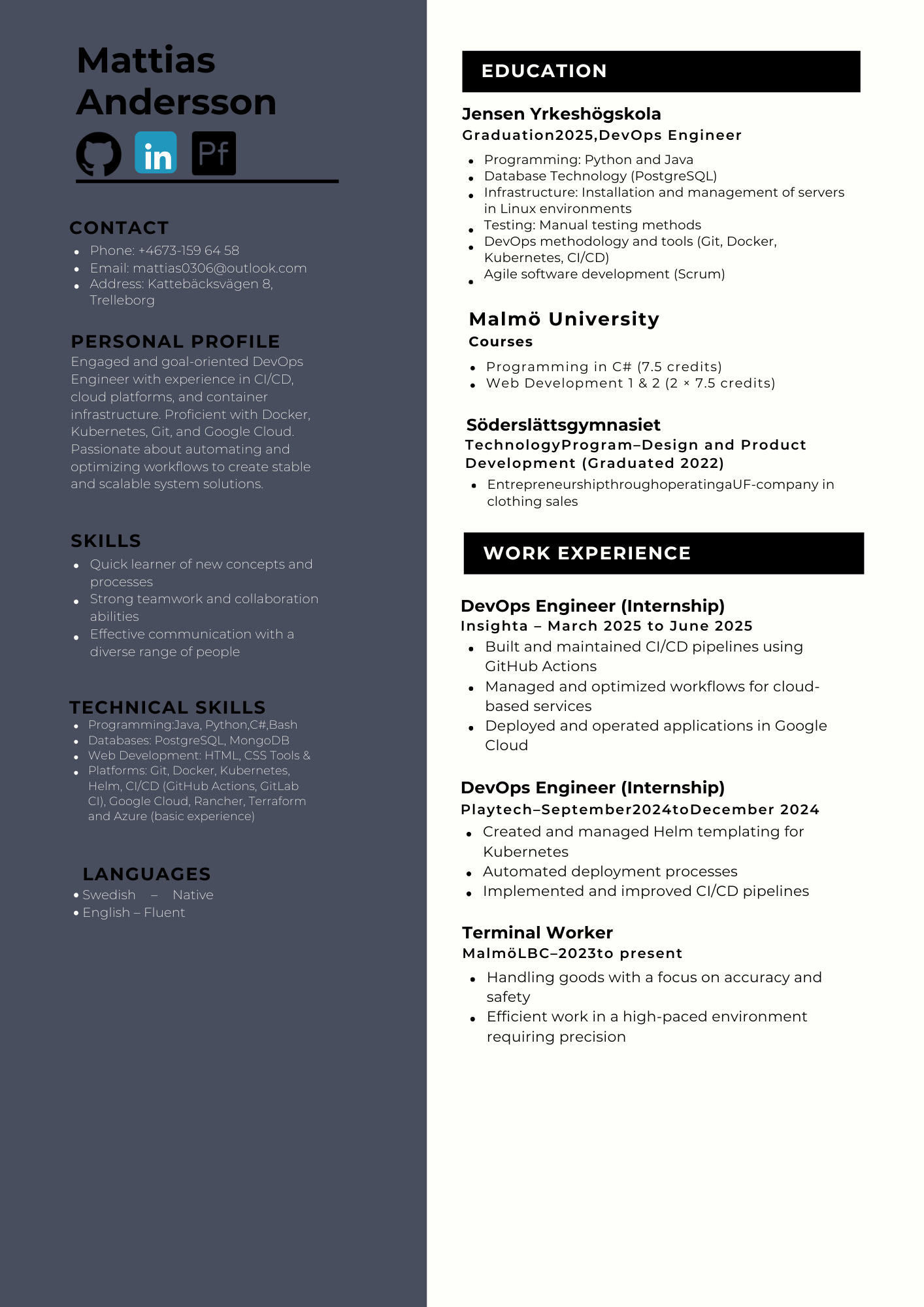 Mattias Andersson Resume