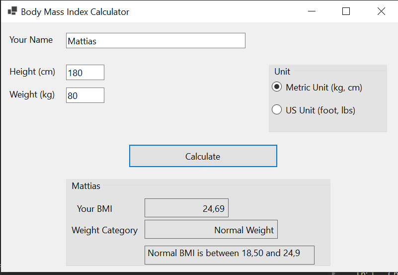 Bmi Calculator screenshot