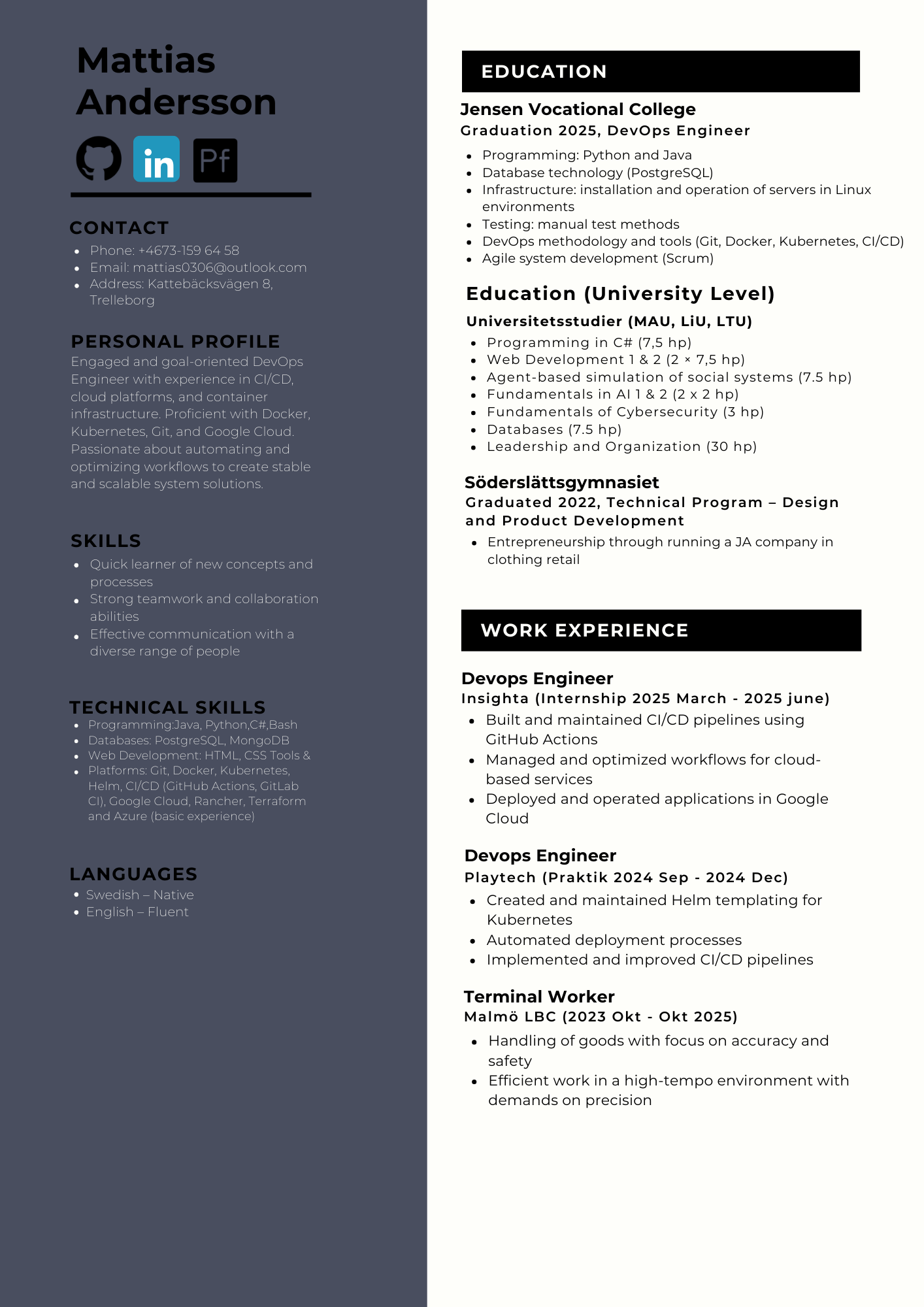 Mattias Andersson Resume